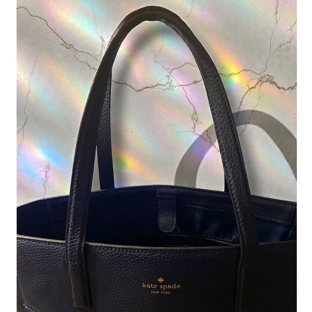 Kate Spade NY Bridge Place Francesca Large Tote French Navy Pebbled Leather NEW